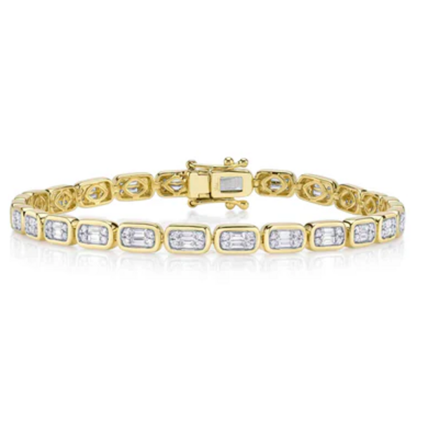 SHY CREATION INC SC55027000RD - 14 ky 1.53 Dia Baguette Tennis Bracelet