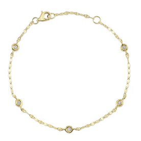 SHY CREATION INC 14 ky .10 7" Diamond By The Yard Bracelet