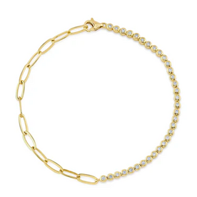SHY CREATION INC 14 ky .31 Diamond Bezel Paper Clip Bracelet