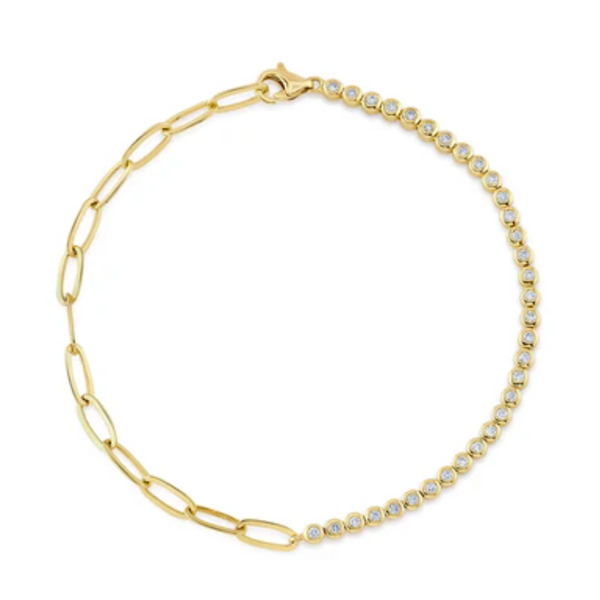 SHY CREATION INC SC55022969 - 14 ky .31 Dia Bezel Paper Clip Bracelet