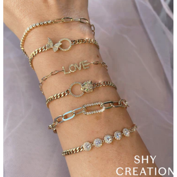 SHY CREATION INC SC55022969 - 14 ky .31 Dia Bezel Paper Clip Bracelet