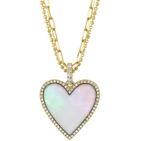 SHY CREATION INC 14 ky .21 Diamond and 2.41 MOP Heart Necklace