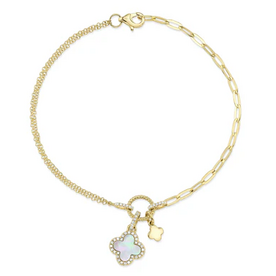 SHY CREATION INC SC55028999 - 14 ky .12 Dia and .54 MOP Clover Bracelet