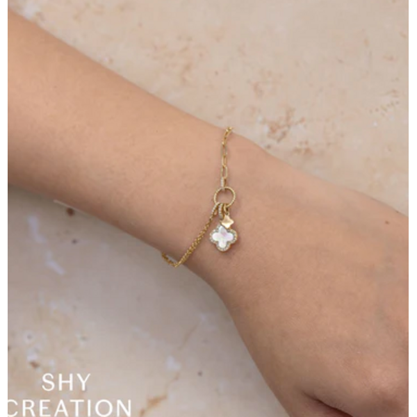 SHY CREATION INC SC55028999 - 14 ky .12 Dia and .54 MOP Clover Bracelet