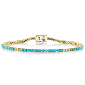 SHY CREATION INC 14 ky .39 Diamond and 2.88 Turquoise Bracelet