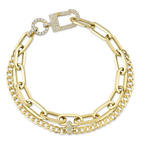 SHY CREATION INC 14 ky .46 Diamond Paper Clip Bracelet