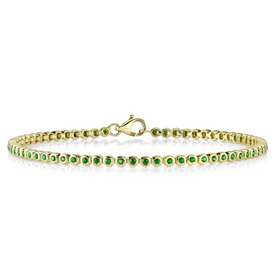 SHY CREATION INC 14 ky .62 Emerald Bezel Tennis Bracelet