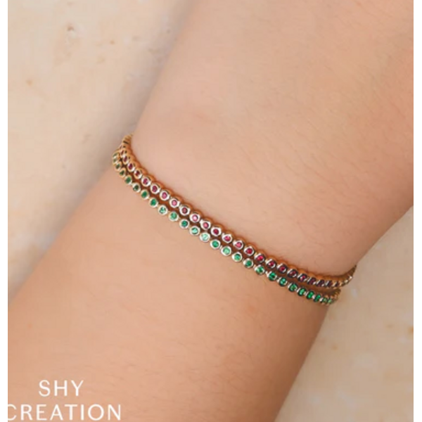 SHY CREATION INC SC55026805 - 14 ky .62 Em Bezel Tennis Bracelet