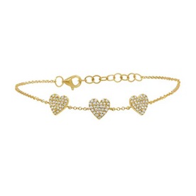 SHY CREATION INC 14ky .26 Diamond Pave Hearts Bracelet