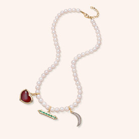 MONICA RICH KOSANN 18ky Pearl Neck w Charms