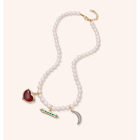 MONICA RICH KOSANN LE-31400 - 18ky Pearl Neck w Charms