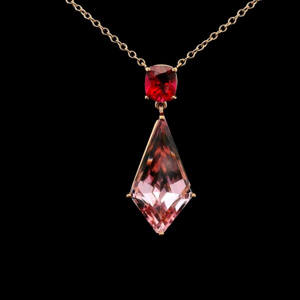 20kt Pink Gold Morganite and Rubellite Necklace