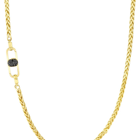 SHY CREATION INC BM00076V6M3Z22 - 0.21CT 14K Y/G Black Diamond Men's Wheat Chain 3MM 22"