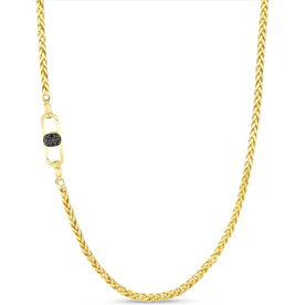 SHY CREATION INC BM00076V6M3Z22 - 0.21CT 14K Y/G Black Diamond Men's Wheat Chain 3MM 22"