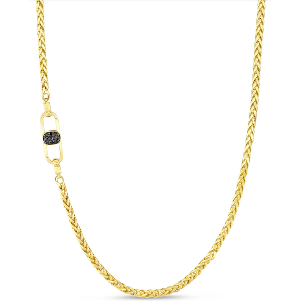 SHY CREATION INC BM00076V6M3Z22 - 0.21CT 14K Y/G Black Diamond Men's Wheat Chain 3MM 22"