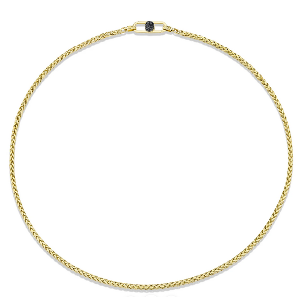 SHY CREATION INC BM00076V6M3Z22 - 0.21CT 14K Y/G Black Diamond Men's Wheat Chain 3MM 22"