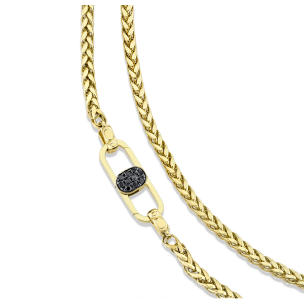 SHY CREATION INC BM00076V6M3Z22 - 0.21CT 14K Y/G Black Diamond Men's Wheat Chain 3MM 22"