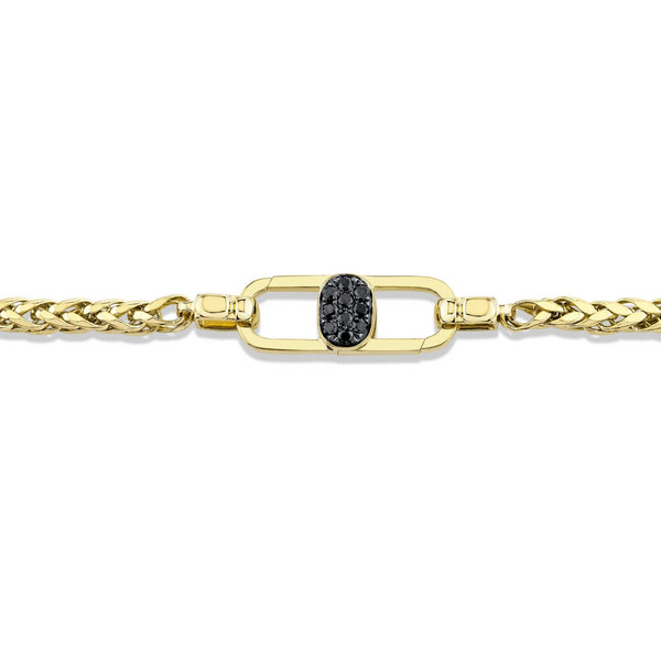 SHY CREATION INC BM00076V6M3Z22 - 0.21CT 14K Y/G Black Diamond Men's Wheat Chain 3MM 22"