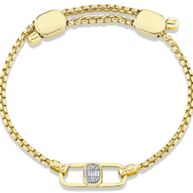 SHY CREATION INC BM00154V4 - Odyx Bracelet 0.10CT 14K Y/G Diamond Box Chain, Lumeria Lock 6.5-9"