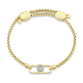 SHY CREATION INC BM00154V4 - Odyx Bracelet 0.10CT 14K Y/G Diamond Box Chain, Lumeria Lock 6.5-9"