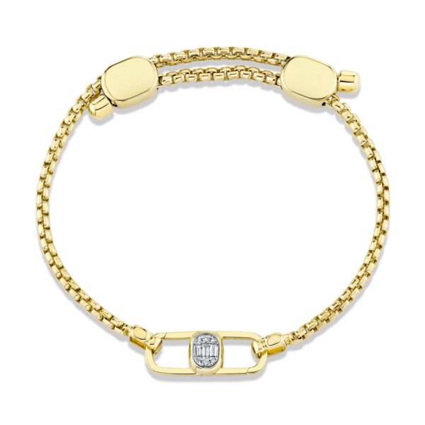 SHY CREATION INC BM00154V4 - Odyx Bracelet 0.10CT 14K Y/G Diamond Box Chain, Lumeria Lock 6.5-9"