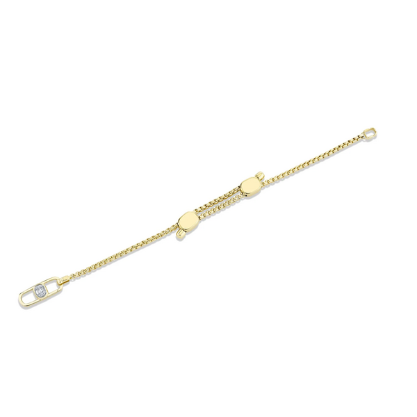 SHY CREATION INC BM00154V4 - Odyx Bracelet 0.10CT 14K Y/G Diamond Box Chain, Lumeria Lock 6.5-9"