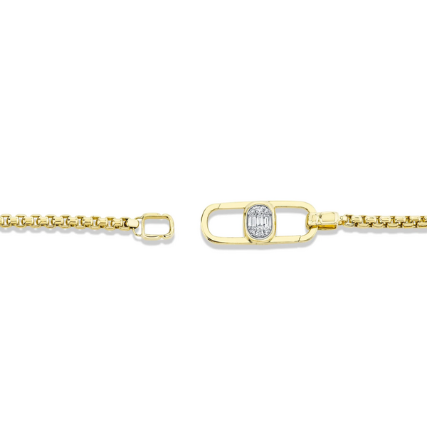 SHY CREATION INC BM00154V4 - Odyx Bracelet 0.10CT 14K Y/G Diamond Box Chain, Lumeria Lock 6.5-9"