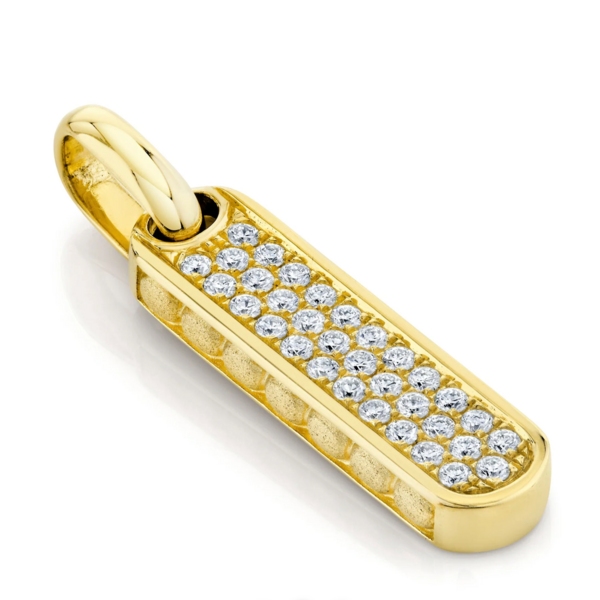 SHY CREATION INC BM00127 - 0.48CT 14K Y/G Diamond Bar Dog Tag Pendant
