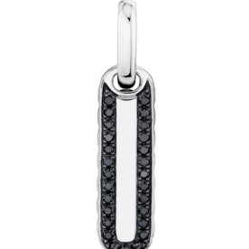 SHY CREATION INC BM00105 - 0.15CT 14K W/G Black Diamond Bar Dog Tag Pendant