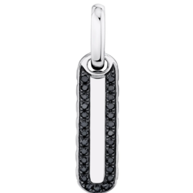 SHY CREATION INC BM00105 - 0.15CT 14K W/G Black Diamond Bar Dog Tag Pendant