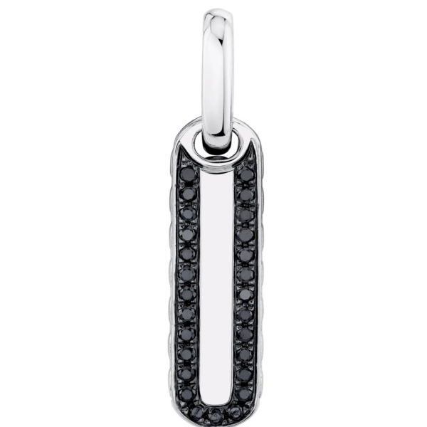 SHY CREATION INC BM00105 - 0.15CT 14K W/G Black Diamond Bar Dog Tag Pendant