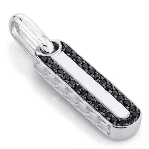 SHY CREATION INC BM00105 - 0.15CT 14K W/G Black Diamond Bar Dog Tag Pendant