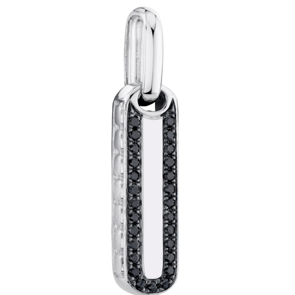 SHY CREATION INC BM00105 - 0.15CT 14K W/G Black Diamond Bar Dog Tag Pendant