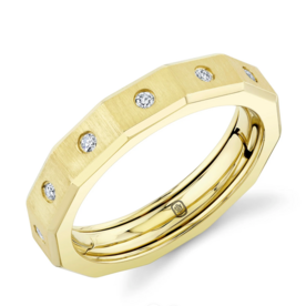 SHY CREATION INC BM00073 - 0.33CT 14K Y/G Diamond Matte Omnifit Men's Band 5MM Sz 9.5-10.5