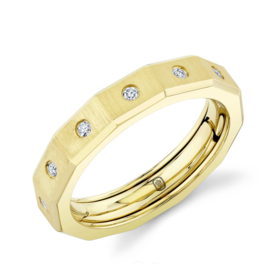 SHY CREATION INC BM00073 - 0.33CT 14K Y/G Diamond Matte Omnifit Men's Band 5MM Sz 9.5-10.5