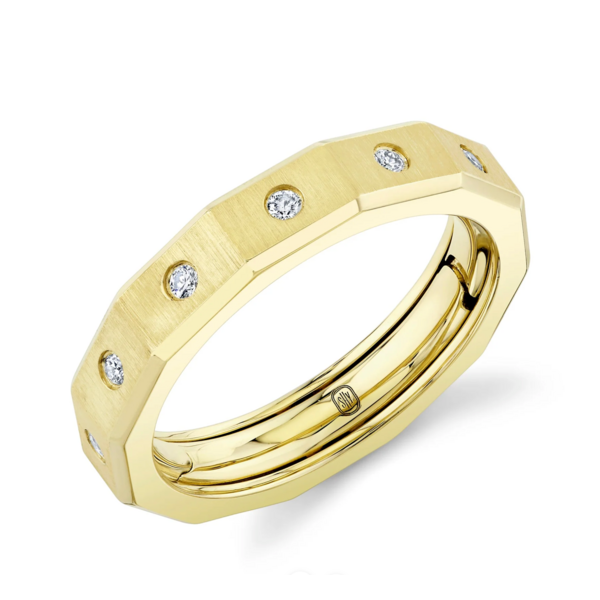 SHY CREATION INC BM00073 - 0.33CT 14K Y/G Diamond Matte Omnifit Men's Band 5MM Sz 9.5-10.5