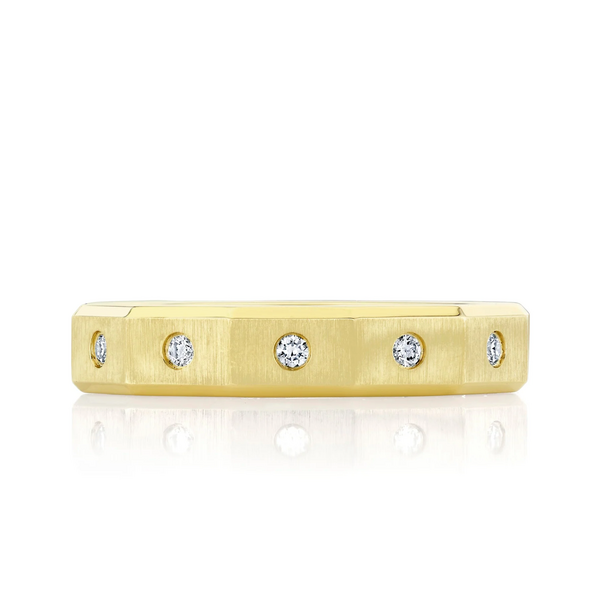 SHY CREATION INC BM00073 - 0.33CT 14K Y/G Diamond Matte Omnifit Men's Band 5MM Sz 9.5-10.5