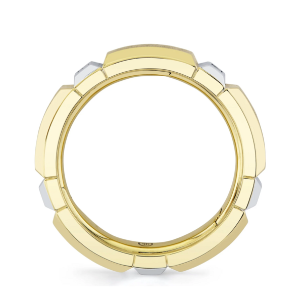 SHY CREATION INC BM00057RD - 0.27CT 14K Y/G Diamond Baguette Geo Cut Matte Omnifit Men's Band 6MM Sz 9.5-10.5