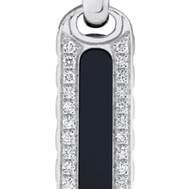 SHY CREATION INC BM00099 - 0.22CT Diamond & 1.14CT Black Onyx 14K W/G Bar Dog Tag Pendant