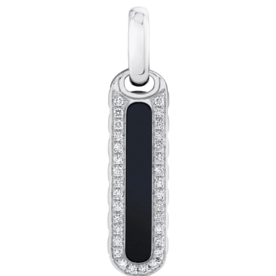 SHY CREATION INC BM00099 - 0.22CT Diamond & 1.14CT Black Onyx 14K W/G Bar Dog Tag Pendant