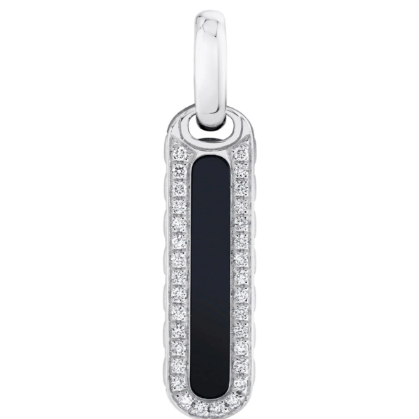SHY CREATION INC BM00099 - 0.22CT Diamond & 1.14CT Black Onyx 14K W/G Bar Dog Tag Pendant