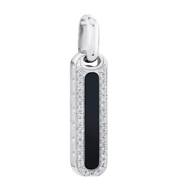 SHY CREATION INC BM00099 - 0.22CT Diamond & 1.14CT Black Onyx 14K W/G Bar Dog Tag Pendant