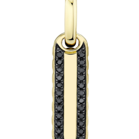 SHY CREATION INC BM00106 - 0.15CT 14K Y/G Black Diamond Bar Dog Tag Pendant