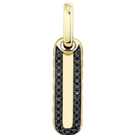 SHY CREATION INC BM00106 - 0.15CT 14K Y/G Black Diamond Bar Dog Tag Pendant