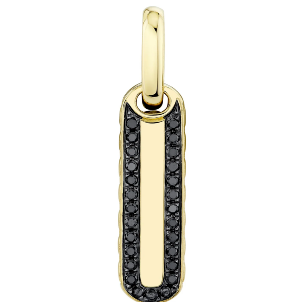 SHY CREATION INC BM00106 - 0.15CT 14K Y/G Black Diamond Bar Dog Tag Pendant