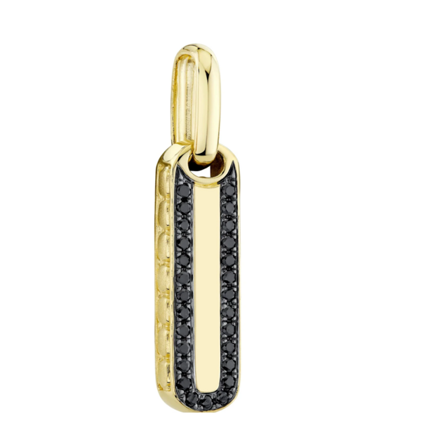 SHY CREATION INC BM00106 - 0.15CT 14K Y/G Black Diamond Bar Dog Tag Pendant