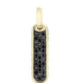 SHY CREATION INC BM00112 - 0.53CT 14K Y/G Black Diamond Bar Dog Tag Pendant