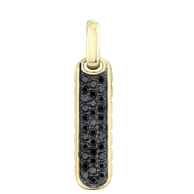 SHY CREATION INC BM00112 - 0.53CT 14K Y/G Black Diamond Bar Dog Tag Pendant