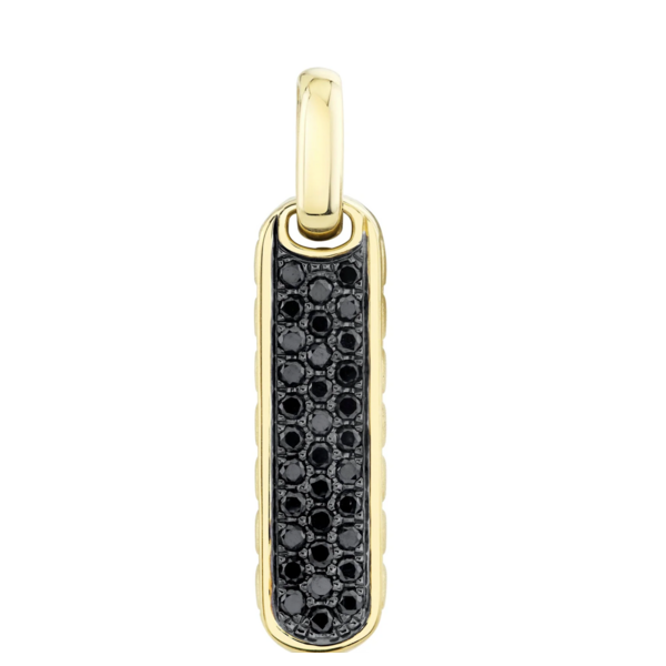 SHY CREATION INC BM00112 - 0.53CT 14K Y/G Black Diamond Bar Dog Tag Pendant