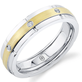 SHY CREATION INC BM00070 - 0.15CT 14K2T W/Y Diamond Matte Omnifit Men's Band 5.9MM Sz 9.5-10.5